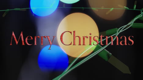 animation of merry christmas text and fairy lights background