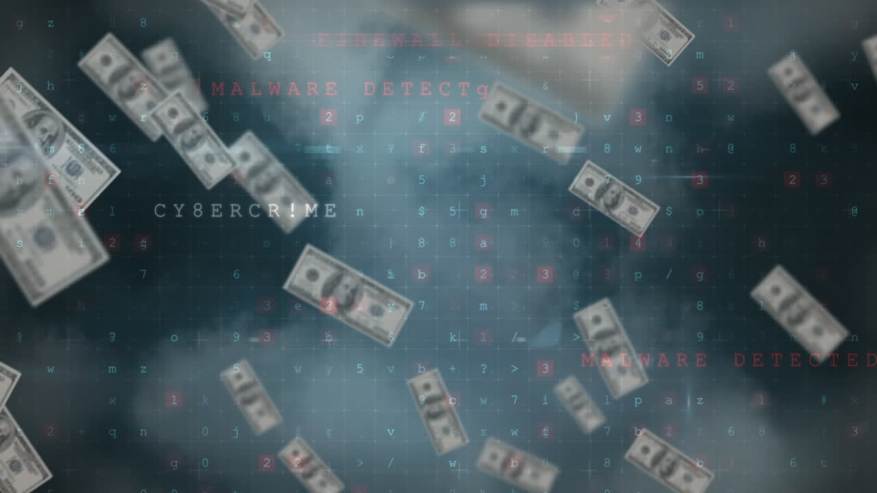 은행권 위에서 움직이는 데이터 처리의 애니메이션