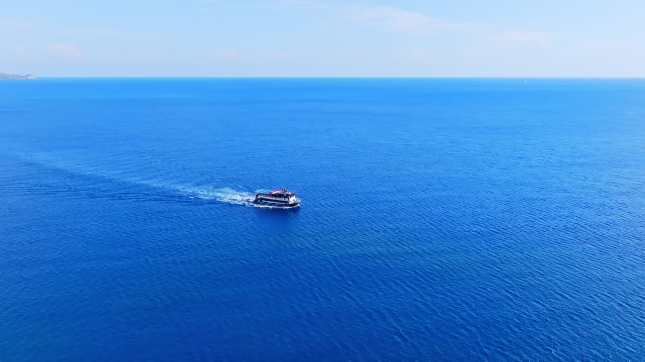 A boat sailing on the open sea