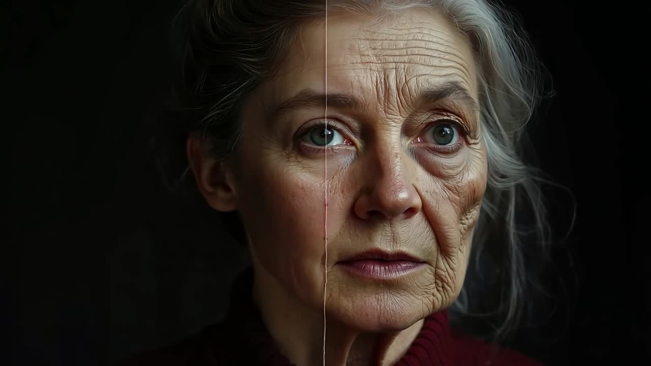 Il viso di una donna anziana pieno di rughe
