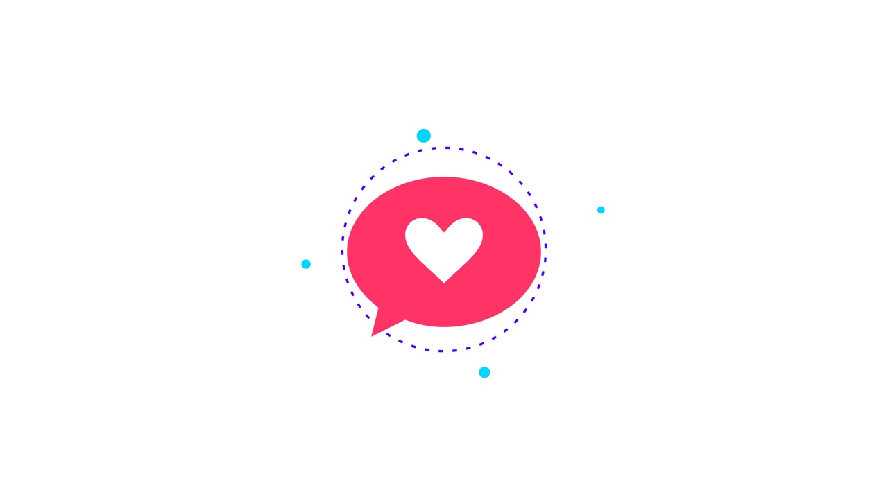 Animated Heart Icon Inside Speech Bubble with Floating Particles