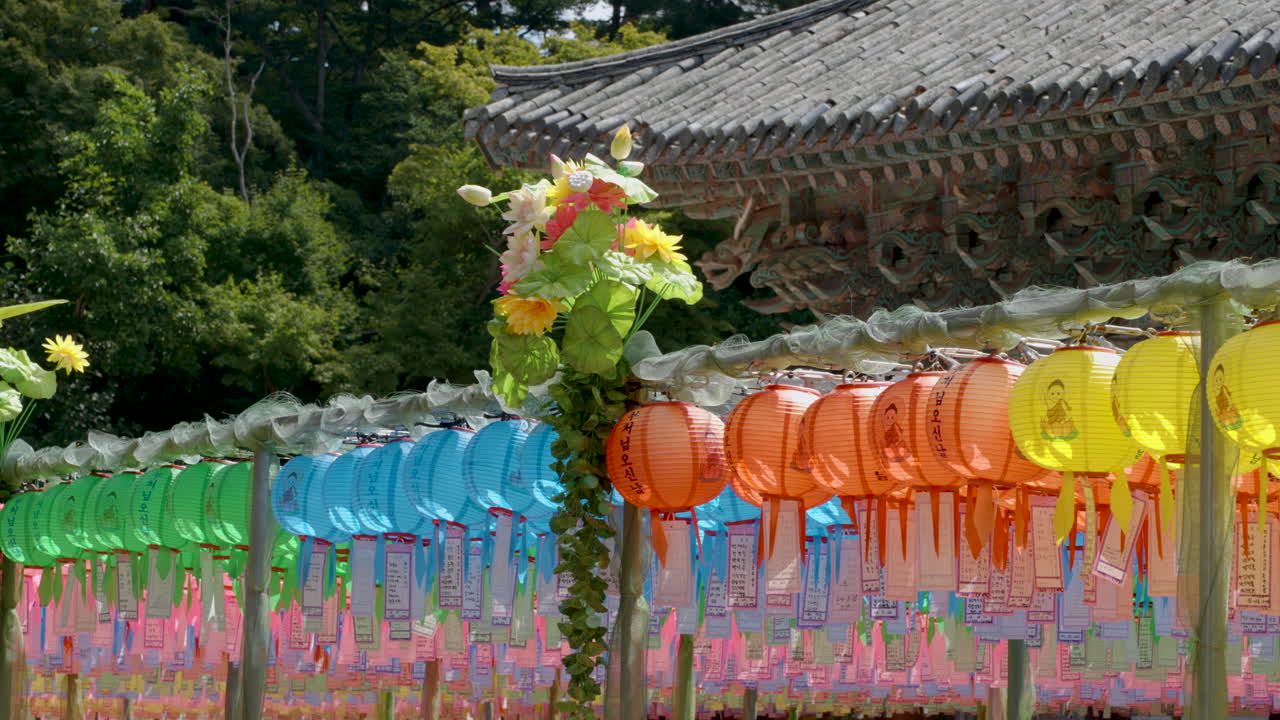 Lotus Lanterns in Rows at Bulguksa Temple in Gyeongju, South Korea