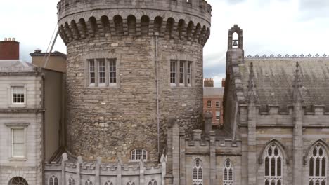 overview over record tower of dublin castle in ireland - aerial