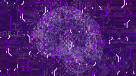 animazione della rete di connessioni e del cervello su sfondo blu