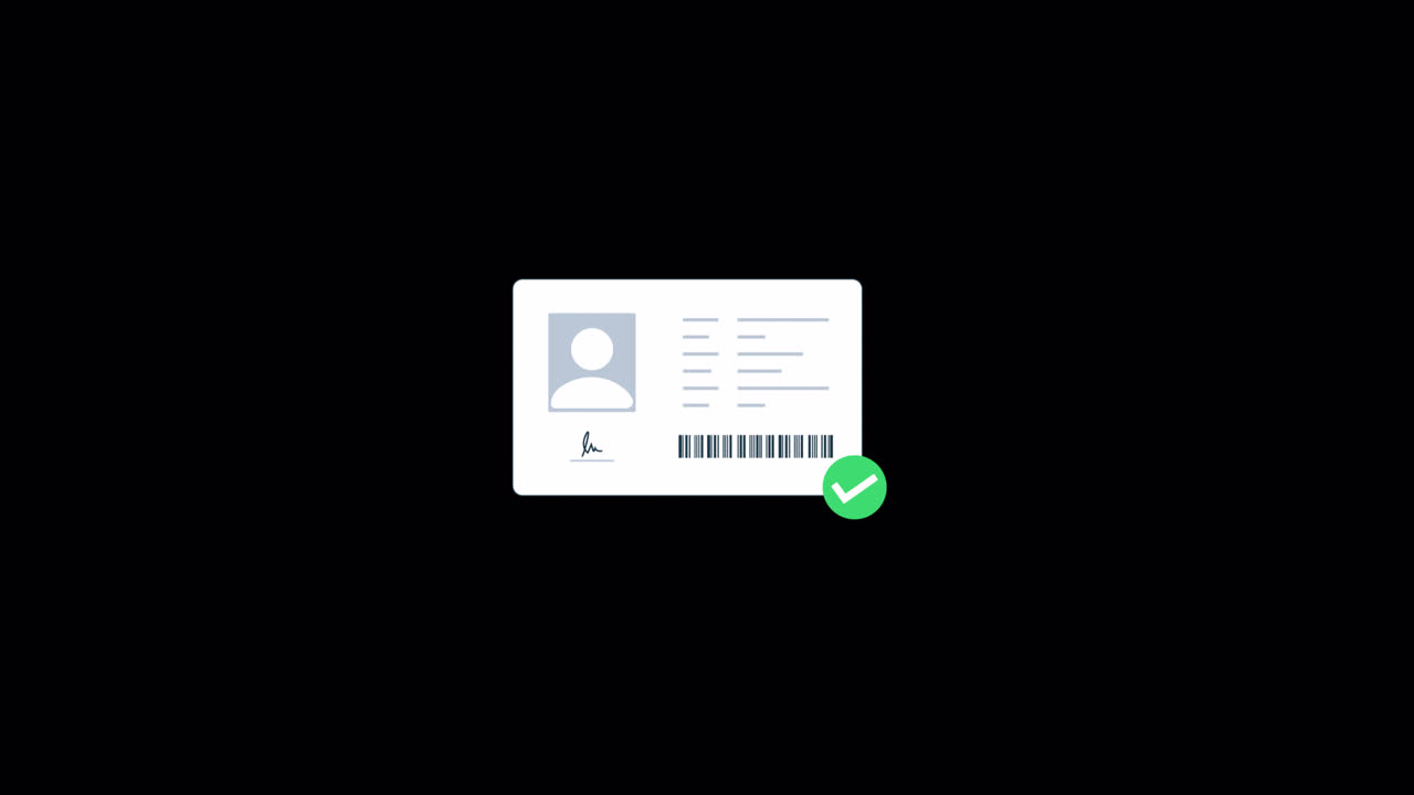 Animated Illustration of ID Card Verification with Magnifying Glass