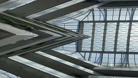 distorted dystopian abstract view of hotel atrium