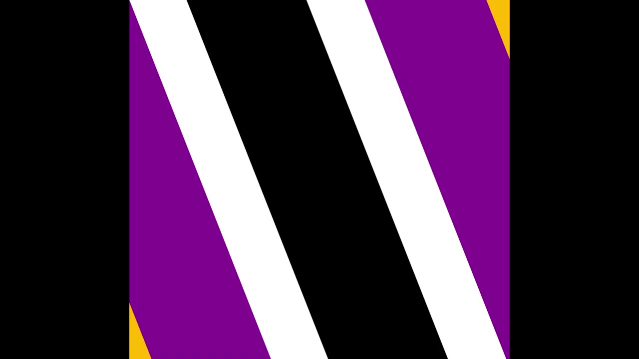 Gráfico en movimiento abstracto con rayas diagonales amarillas y moradas