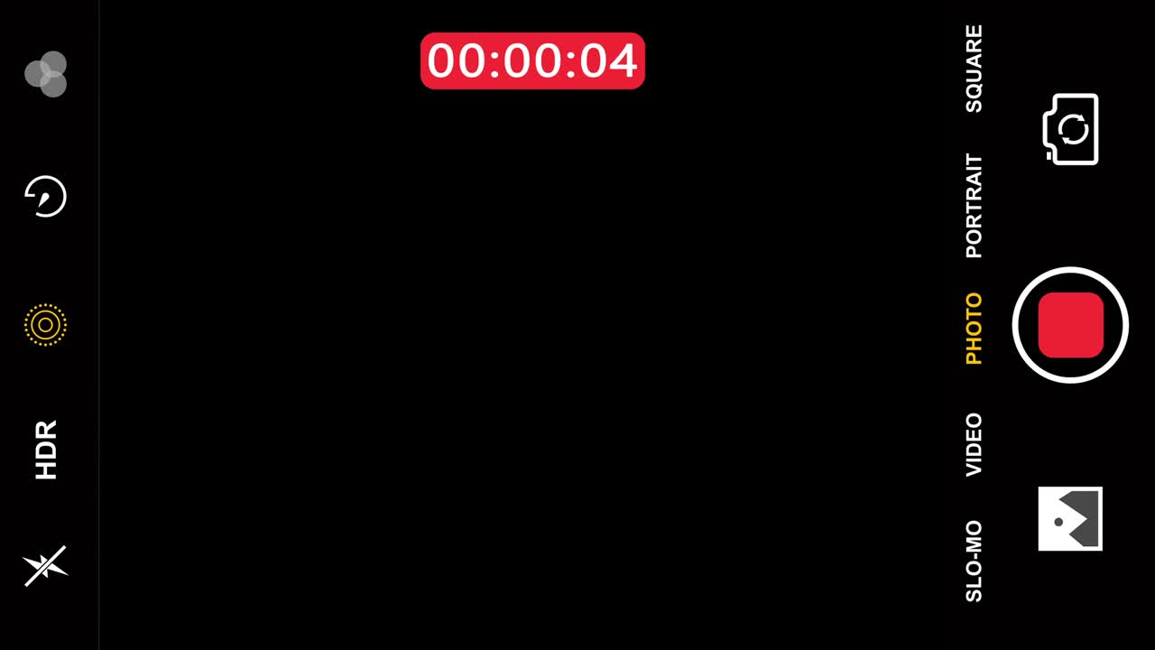 초록색 화면으로 스마트 폰의 비디오 녹음 뷰파인더가 카운팅을 시작합니다.