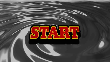 animation of start text over silver liquid background