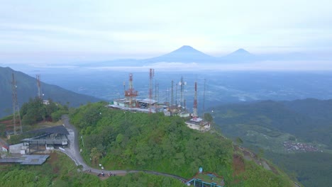 panoramic aerial view of mount telomoyo and surroundings in indonesia