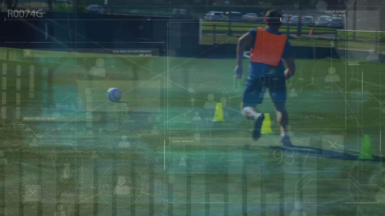 축구 선수들에 대한 데이터 처리의 애니메이션