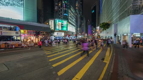 timelapse view of people crossing the street at causeway bay in hong kong, china