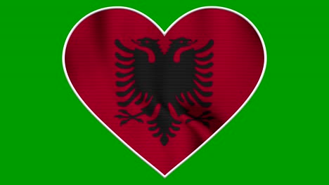 albania heart love flag loop - realistic 4k flag waving in the wind. seamless loop with highly detailed fabric texture