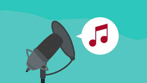 podcast microphone with music note animation