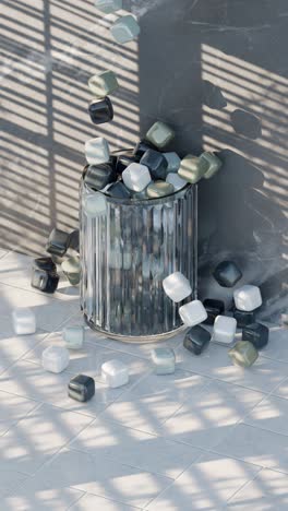 geometric cubes in glass vase