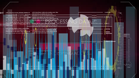 video generado digitalmente de varios gráficos y datos con interfaz de computadora