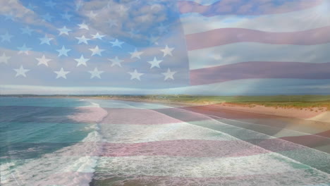 animation of flag of usa over sea