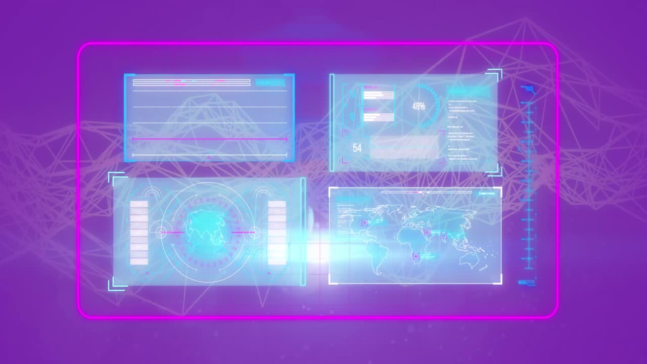 Animation of data processing over screens