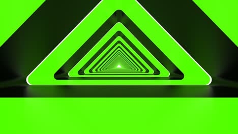 neon green triangle loop abstract background corridor
