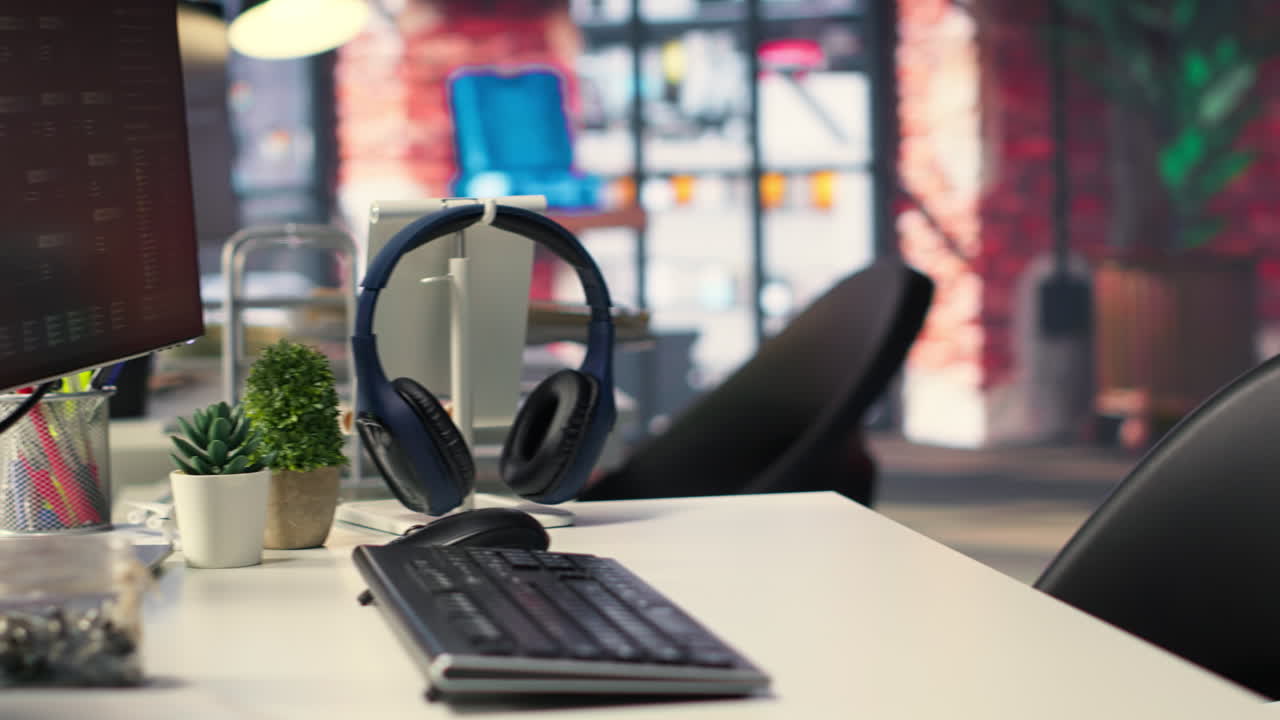 Empty programmer digital workspace shows real time code and AI driven algorithms