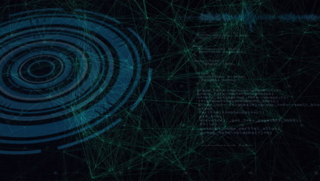 Animation-of-network-of-connections,-data-processing-with-scope-scanning