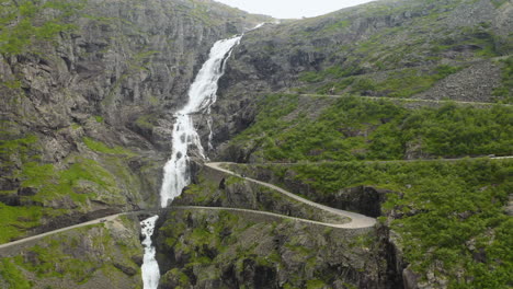 stigfossen waterfall at trollstigen in the region of more og romsdal, norway