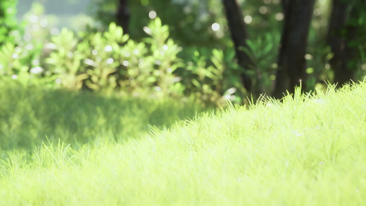 아름다운 여름 공원에서 해가 뜨는 광선