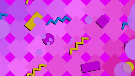 animation of colourful shapes on purple background