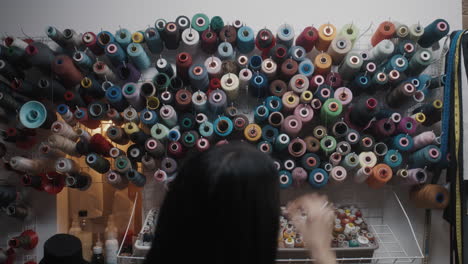 sewing studio with colorful threads
