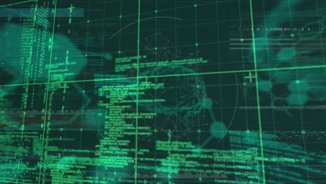 animación del procesamiento de datos sobre el cerebro humano