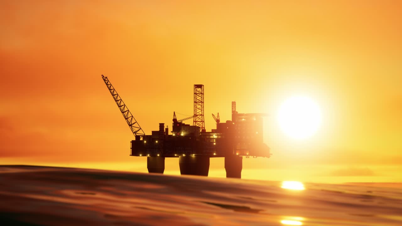 Scafo petrolifero al tramonto