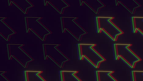 Vibrant arrows in contrasting directions on a dark background