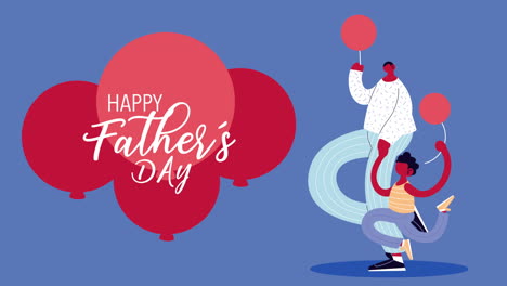 happy fathers day lettering with afro dad and son walking