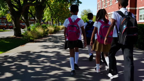 schoolchildren walking to school