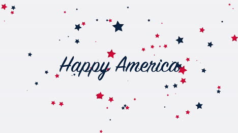 animated closeup text happy america on holiday background