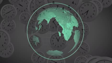 animation of network of connections over clocks