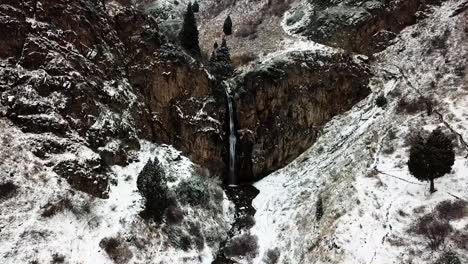 kegety waterfall in winter near the ala-too range near kegety river a great day hike past tokmok from bishek