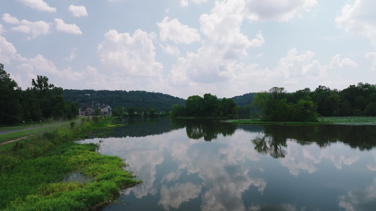 Clear Water With Mirror Reflections At Cook's Landing Park In North Little Rock, Arkansas, USA