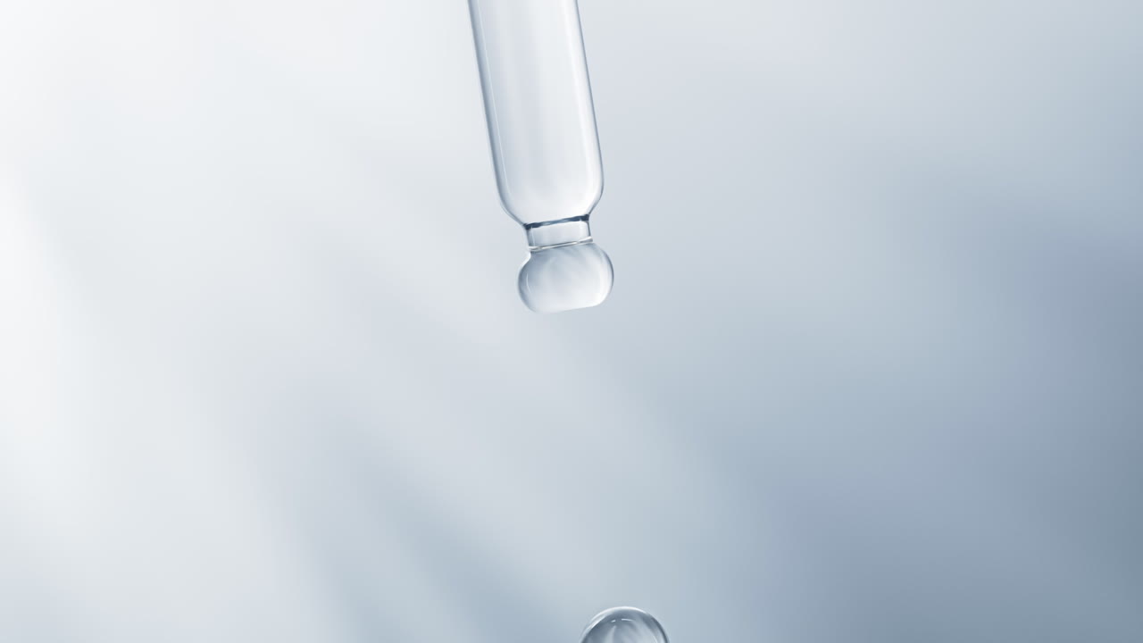 gotas de líquido de cosméticos con concepto de cuidado de la piel, renderizado en 3d.