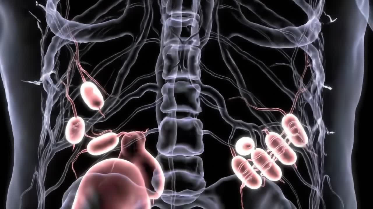 Anatomical Overview of the Human Body Focusing on the Kidneys, Blood Vessels, and Related Organs in Semi-Transparent Format for Educational Purposes