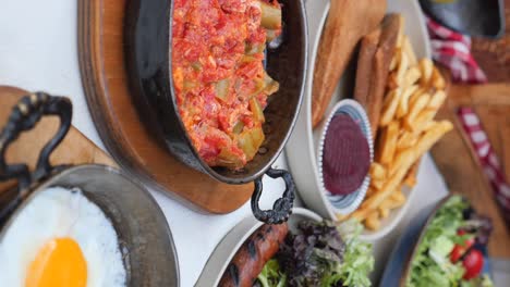 turkish breakfast with menemen and sides