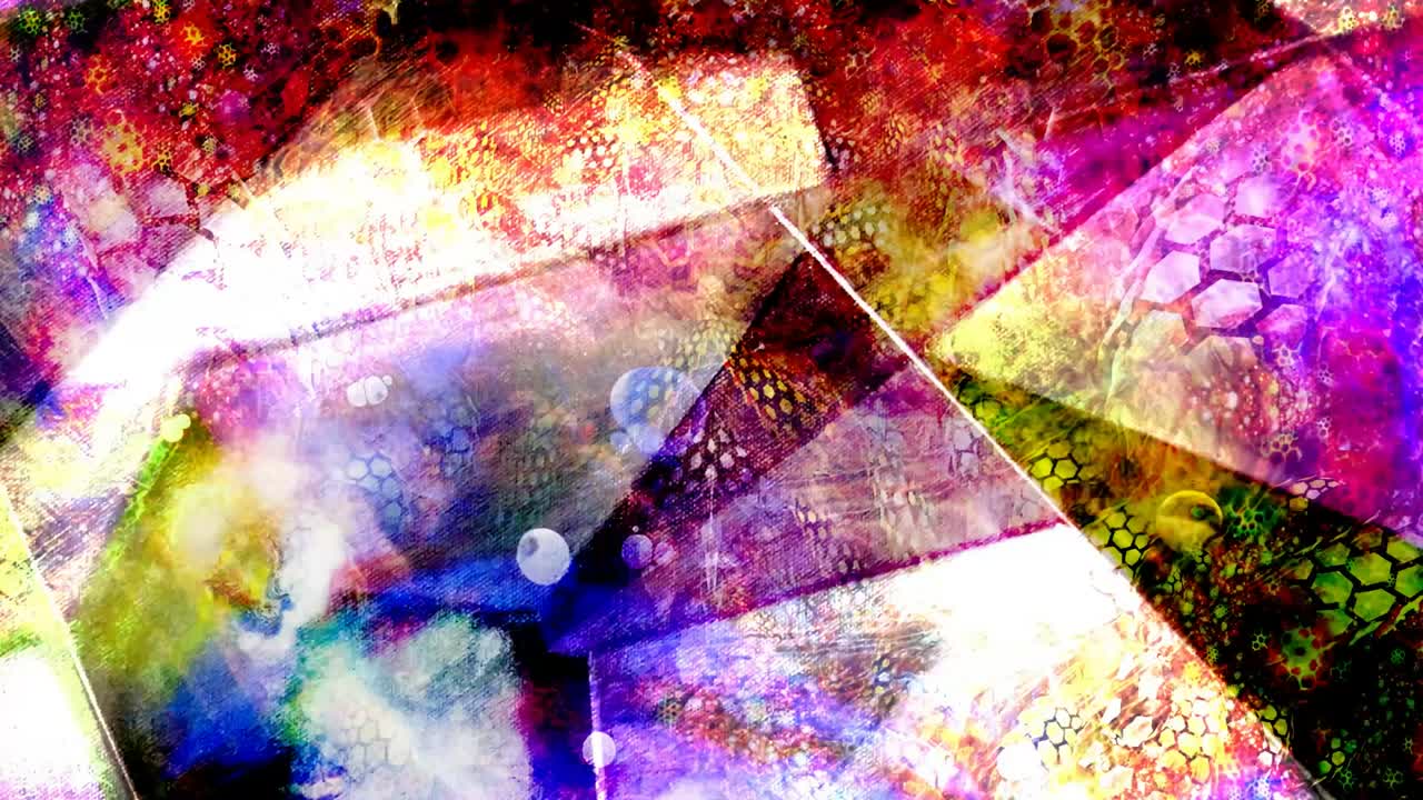 추상적인 무지개 프랙탈과 다채로운 기하학적 모양 - 4k 원활한 루프 모션 배경 애니메이션