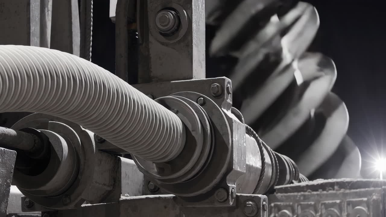 Close-up View of Heavy Industrial Auger Machinery