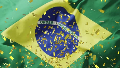 animación de confeti sobre la bandera de brasil.