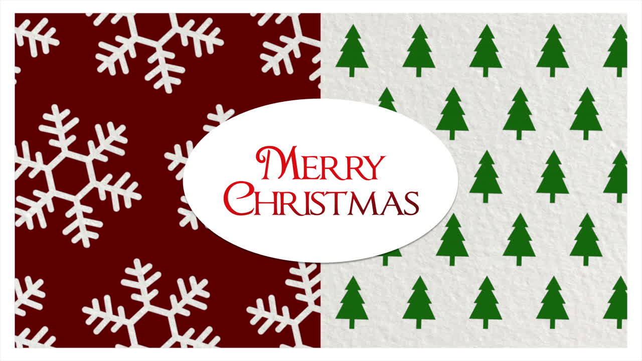 눈송이와 크리스마스 녹색 나무 패턴으로 메리 크리스마스