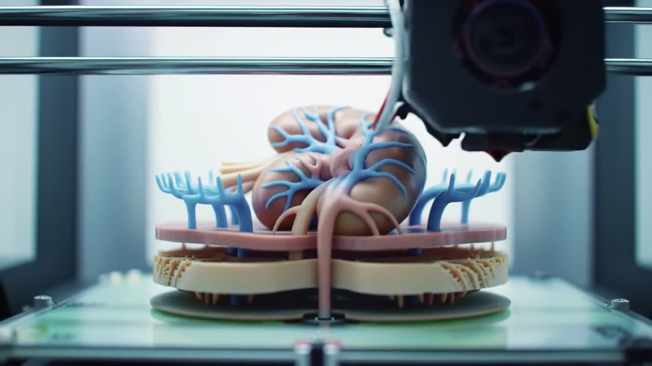 Intricate 3D Printing Process Captures the Detail of Anatomical Structures, Showcasing an Advanced Technology that Merges Art with Biotechnology in Medical Applications.