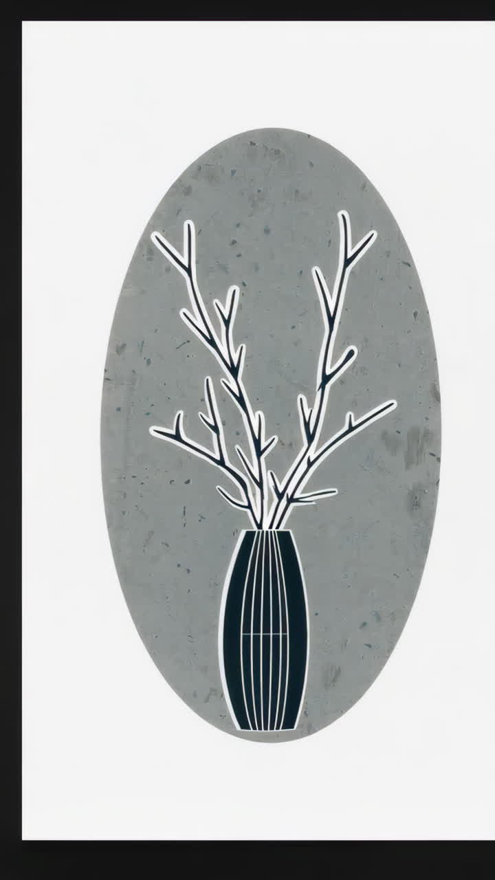 Minimalist Abstract Branches in Vase Illustration