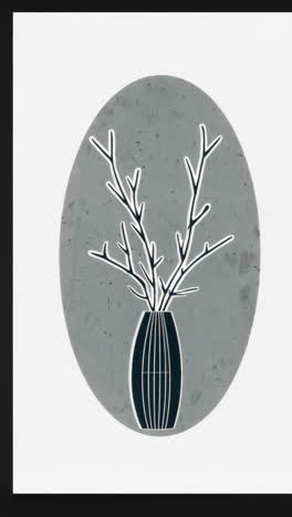 minimalist abstract branches in vase illustration