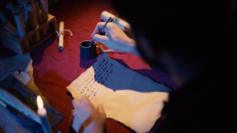 writing letters in ancient handwriting in the historical period.