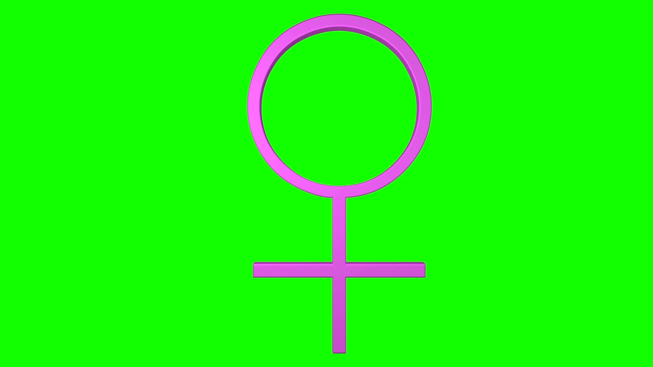 símbolo femenino 3d bucle de pantalla verde
